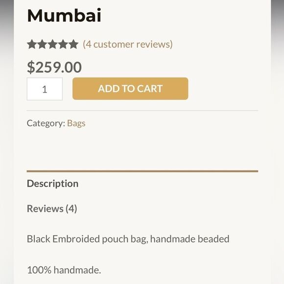 $259 MSRP - Ramla MUMBAI Hand-Embroidered Bag - BLACK, GOLD & MULTICOLOR Floral - Picture 3 of 11